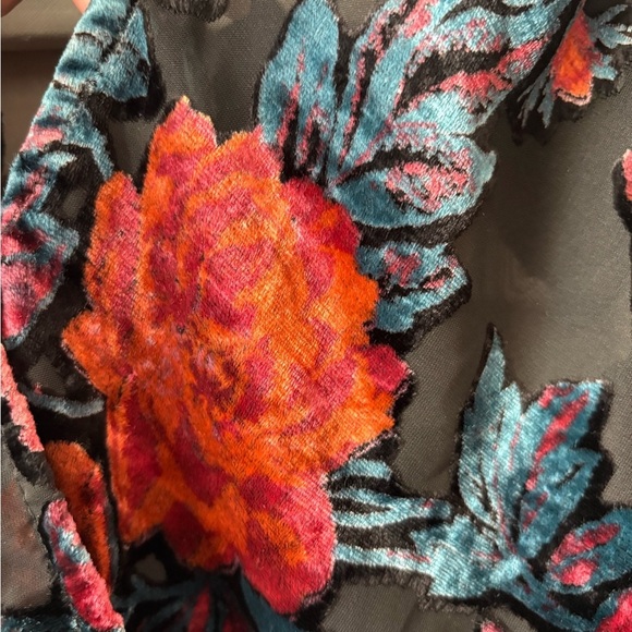 Free People Tied To You Floral Flocked Velvet Tank size Small Semi Sheer - Picture 5 of 8